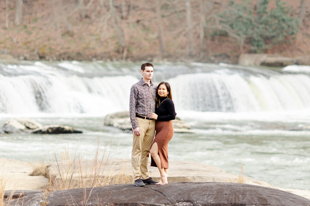 Valley Falls State Park, WV Waterfall engagement photos